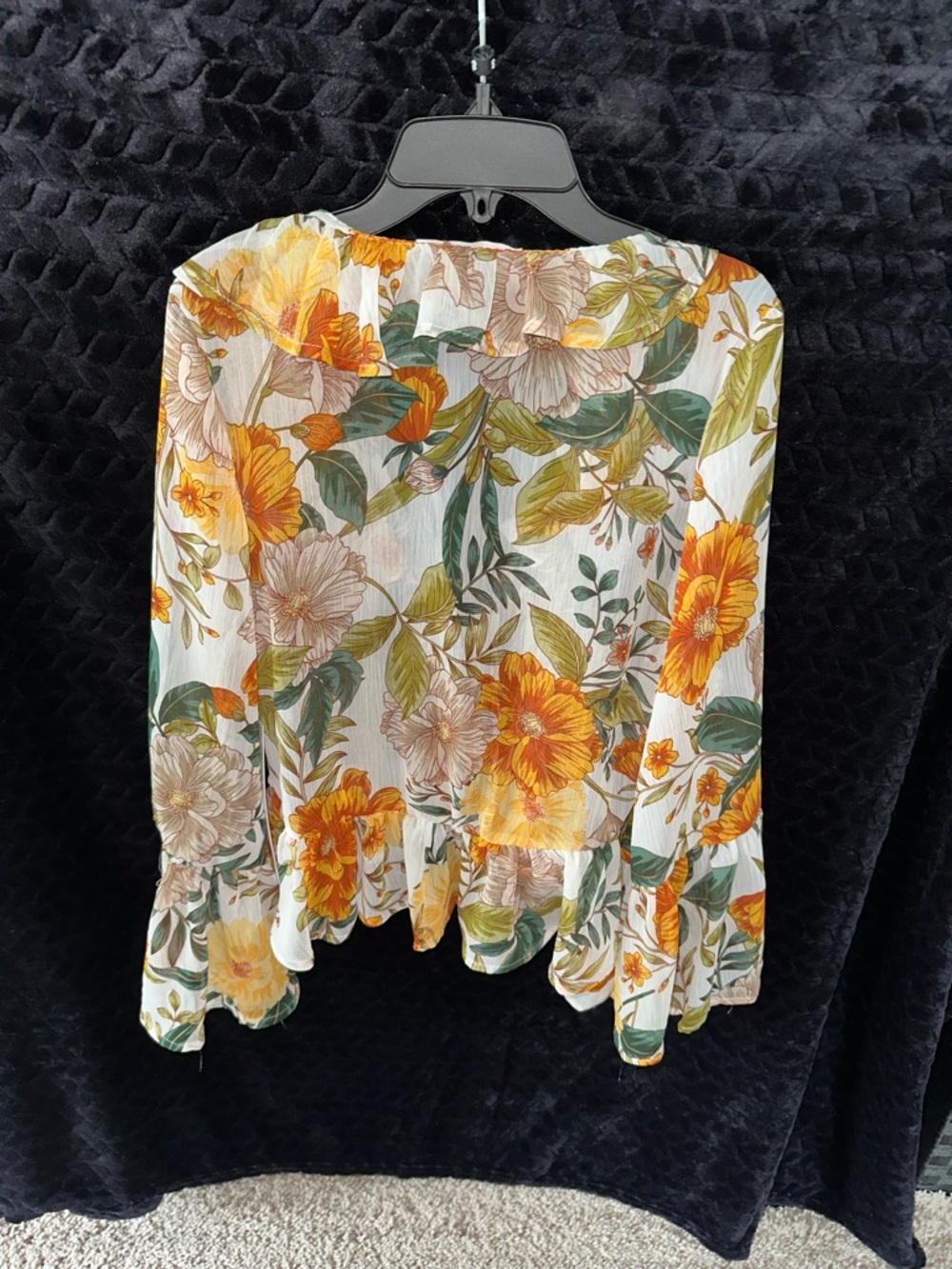 Floral Tie-Front Blouse in Yellow & Green - Picture 3 of 5